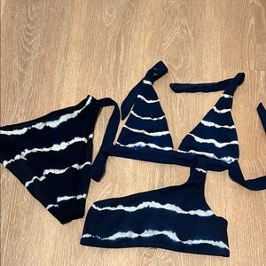 Navy and White Tie-Dye Bikini Set